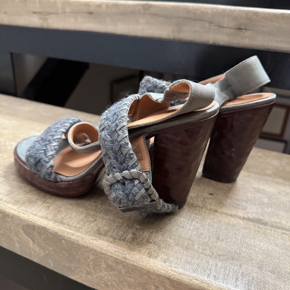 John Fluevog blue gray Strappy Sandals sz 7.5 - Picture 4 of 7